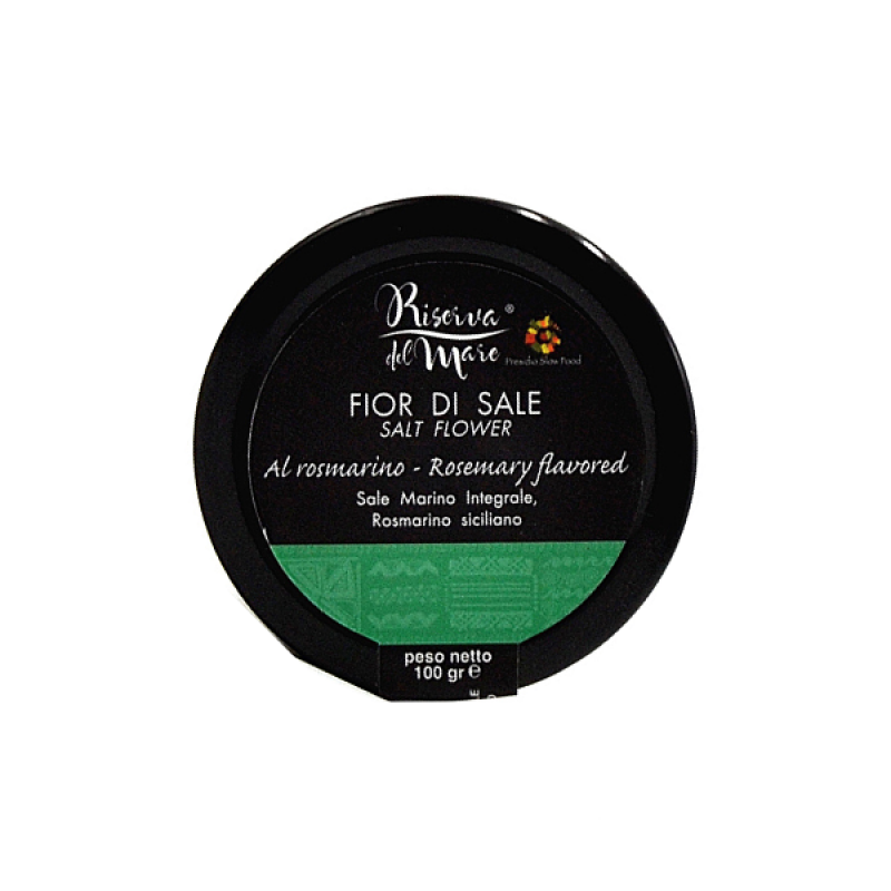 Fior di sale marino artigianale di Trapani (aromatizzato rosmarino)