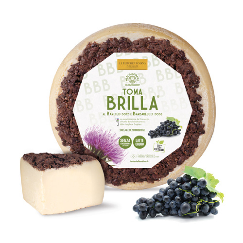 Formaggio a caglio vegetale Brilla alle vinacce di Barolo DOCG e Barbaresco DOCG 2.5 kg ca.